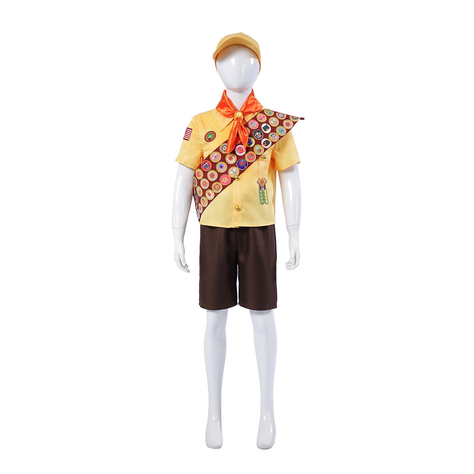 

Anime Film Up Wilderness Explorer Russell Cosplay Costume Children Adults Family Uniform Hats Accessory Role-play Party Suit 110 бежевый