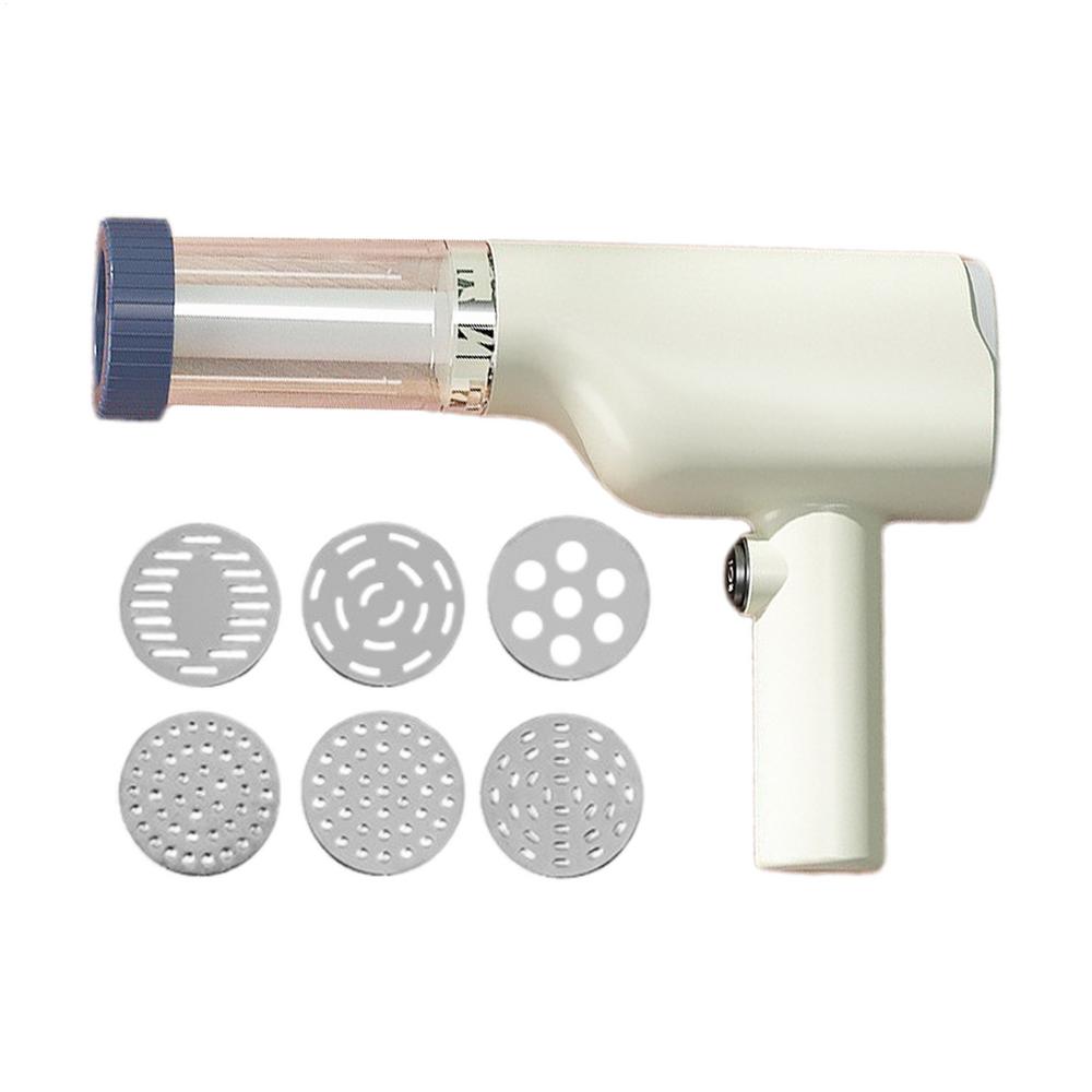 Automatic Electric Charging Wireless Hand Operated Pasta Maker Cutter Manual Spaghetti Noodles Dough Pressing Machine 6 Molds