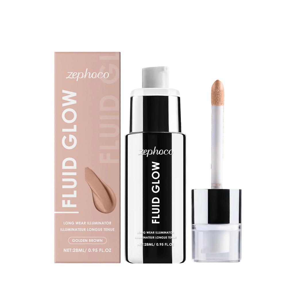 Zephoco Golden Brown Highlight Brightening Contour Liquid Gentle Moisturizing Highlight Light-Up Facial Light Feeling Makeup Liquid