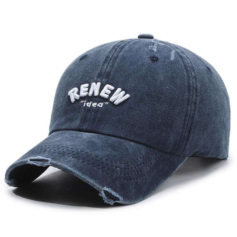 Vintage Cotton Baseball Cap With Embroidered Lettering Adjustable Sun Protection For Men Women