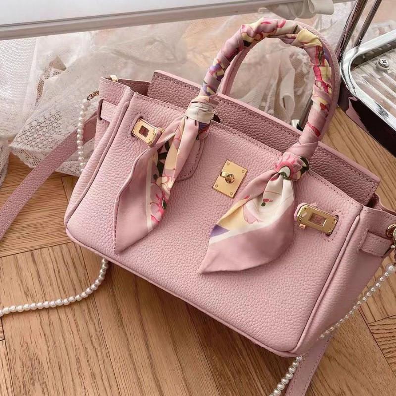 Premium Top Grain Leather Mini Handbag Lock Crossbody Bag Daily Commute