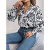 VEZFAA Camicette e camicie con collo a polo, maniche lunghe, stampa floreale, moda casual primavera autunno