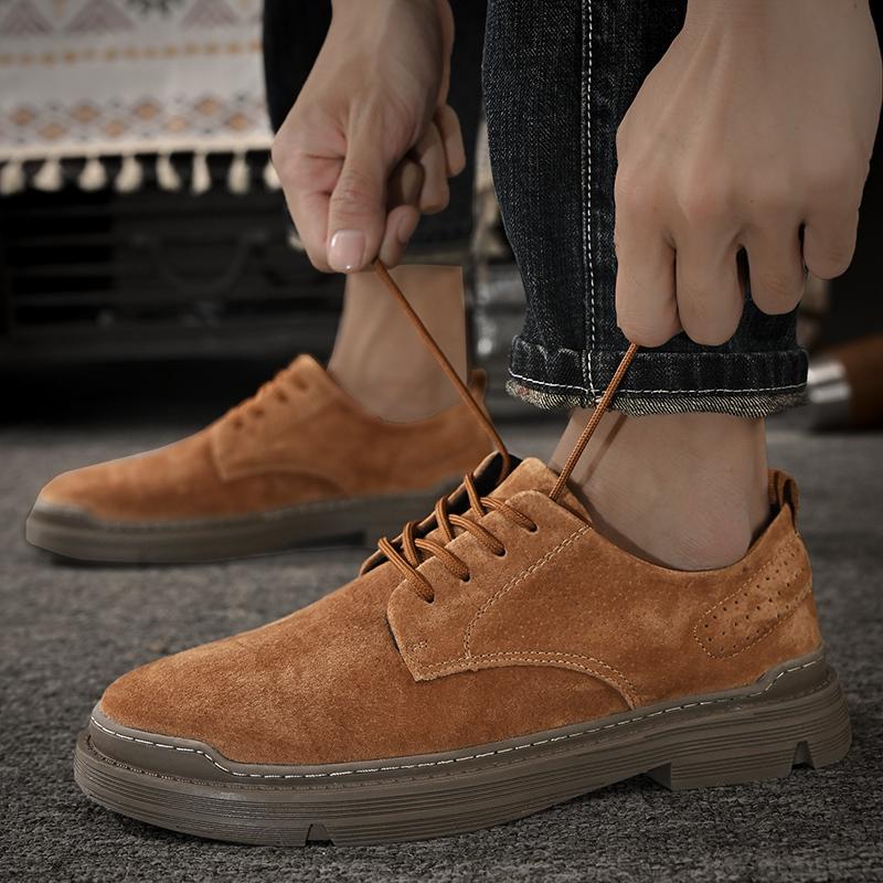 Men's Comfortable Fashion Suede Leather Shoes Men Daily Business Casual Shoes Formal Lace-up Men Dress Shoes Footwear