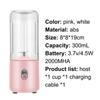 Portable Mixer Mini USB Rechargable Food Processor Electric Juicer Handheld Smoothie Maker Juicer Extractor Kitchen Accessories