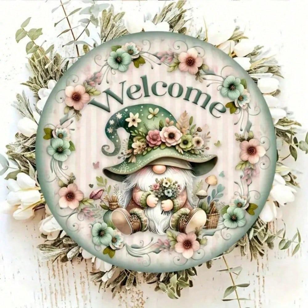Rustic Welcome Gnome Wall Art Metal Sign Farmhouse Home Garden Porch Decor