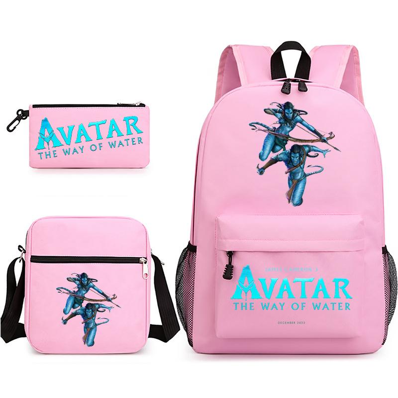 Large Capacity Schoolbag with Shoulder Strap; Student Three-piece Pencil Case Set