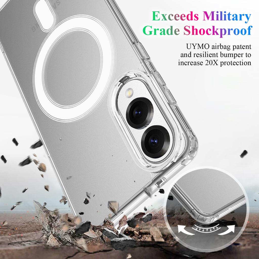 For Samsung Galaxy S25 Edge Clear Phone Case Compatible with MagSafe TPU+Acrylic Back Cover