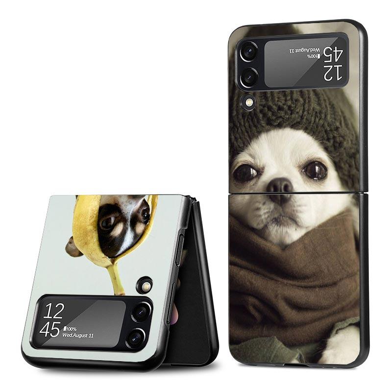 Chihuahua Welpe Teetassen Hunde Z Flip 7 Phnoe Hülle Für Samsung Z Flip 6 5 4 3 5G Galaxy ZFlip7 ZFlip4 ZFlip5 ZFlip6 ZFlip3 Telefon Co