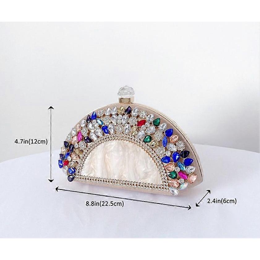 Women Rhinestone Evening Bag MultiColored Dazzling Crystal Clutch Bag Party Bridal Wedding Cocktail Handbag,22.5*12*6cmm,champagne