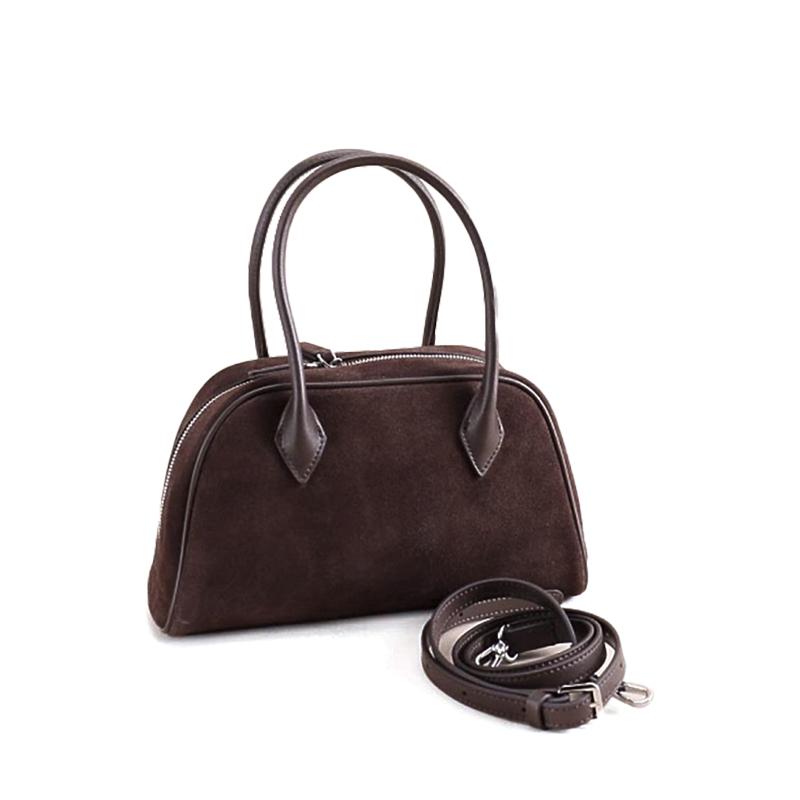 Women's Suede Shoulder Bag – Brown Soft Leather Handbag for Everyday Use, Fashionable and Durable Tote Purse