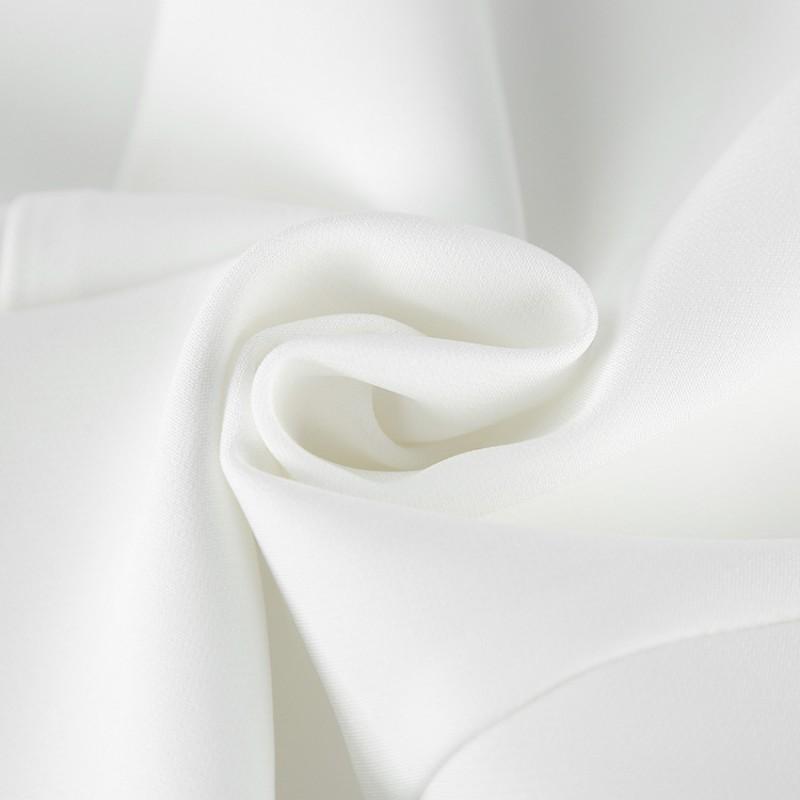 Elegant White Fitted Blazer Women 2026 Fall Winter Stand Collar A-line Hem Formal Outerwear