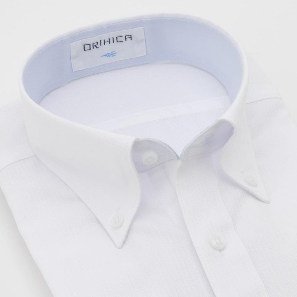 Long Sleeve Dress Shirt Yoke Pattern Switchable Blue Woven Pattern [Orihika] Non-Iron [Super Cool/Highly Breathable/Single Tailor] Men's White/Button
