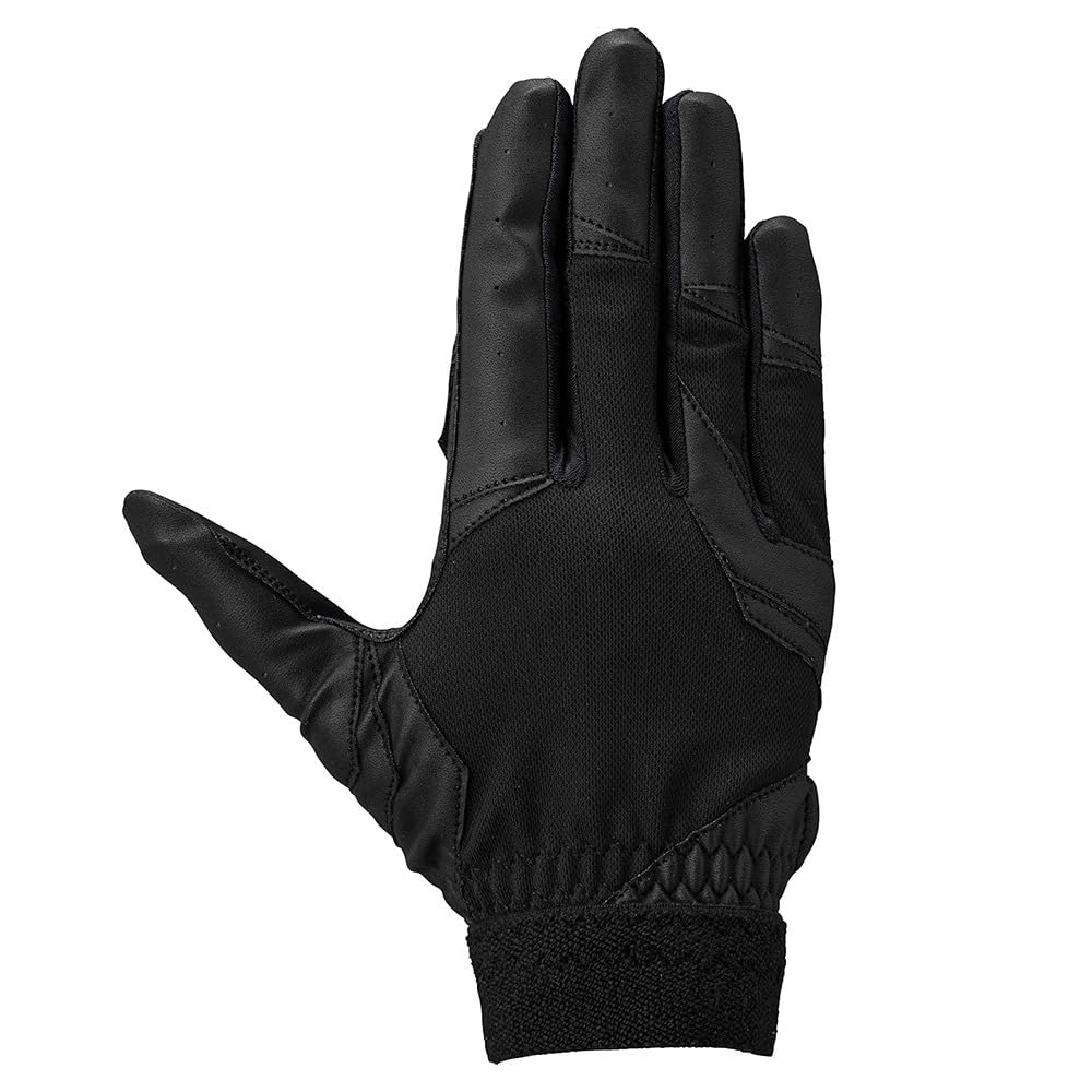 MIZUNO Defensive High School Baseball Rules Size Black x Black Baseball/Softball Gloves, Right-Handed, Compliant, L, 1EJED321,