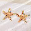 Fashion Versatile High End Personality Sea Star Inlaid Colored Imitation Diamond Design Earrings For Women