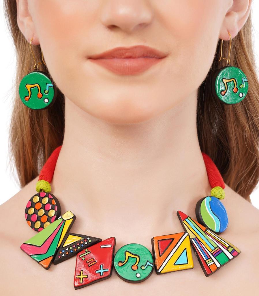 Colorful Clay Music Jewelry Set: Handmade Necklace