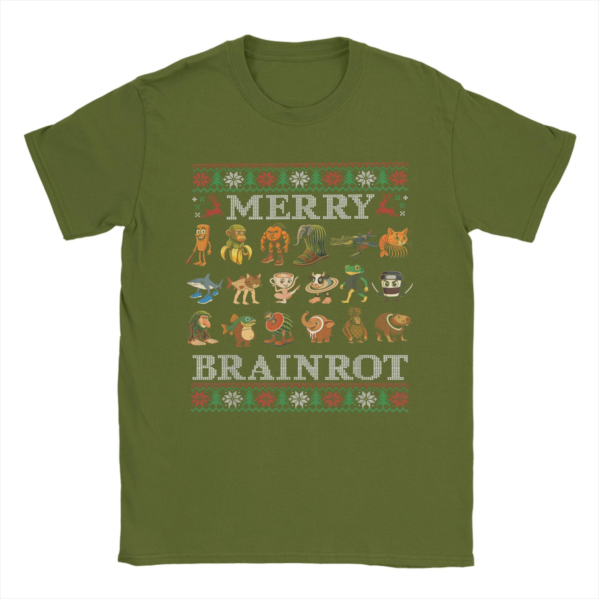 

Merry Brainrot Ugly Christmas Sweater Funny Italian Brainrot T Shirts Short Sleeve Streetwear Tshirt Summer Oversize Clothing 4XL
