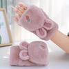 Rabbit Ears Half-finger Gloves Korean Version of Student Warm Cute Plush Flip Cartoon Plush Thickened Gloves Female