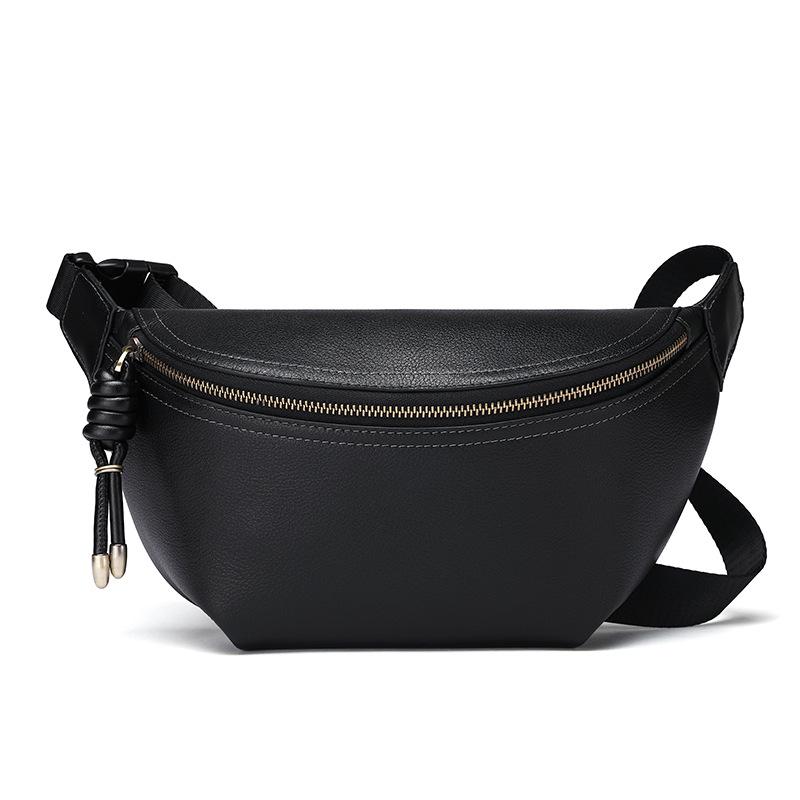 

Трендовая унисекс легкая сумка кроссбоди - Первый слой коровьей кожи и полиэстер чёрный