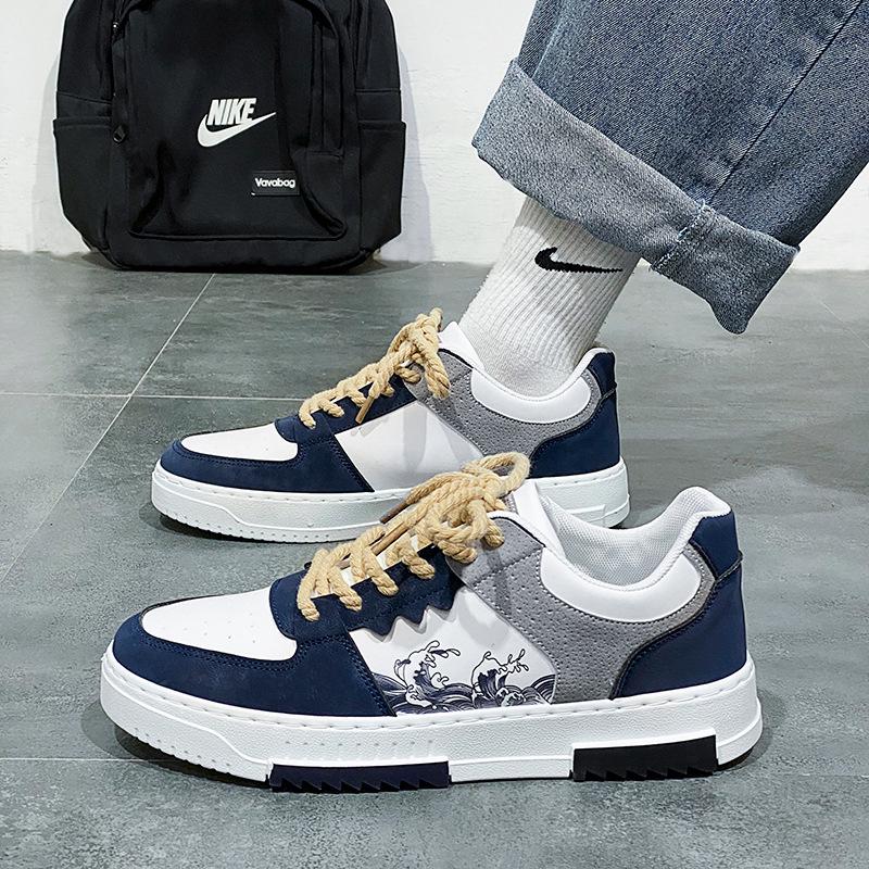 Wszechstronne męskie oddychające sneakersy Jesień 2025 - Modne białe buty sportowe na grubej podeszwie o unikalnym designie