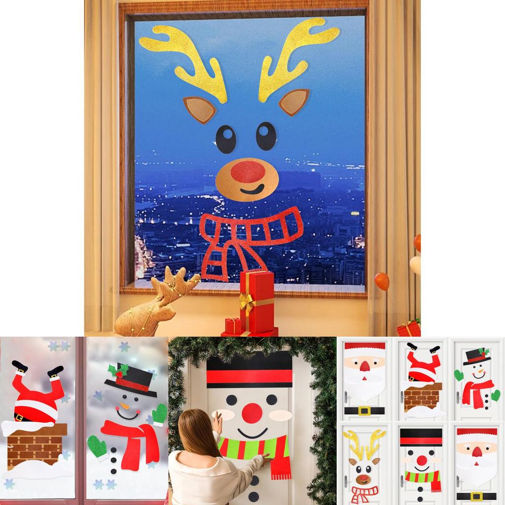 Delightful Christmas Nonwoven Fabric Door Decorations Featuring Cute Santa And Snowman
