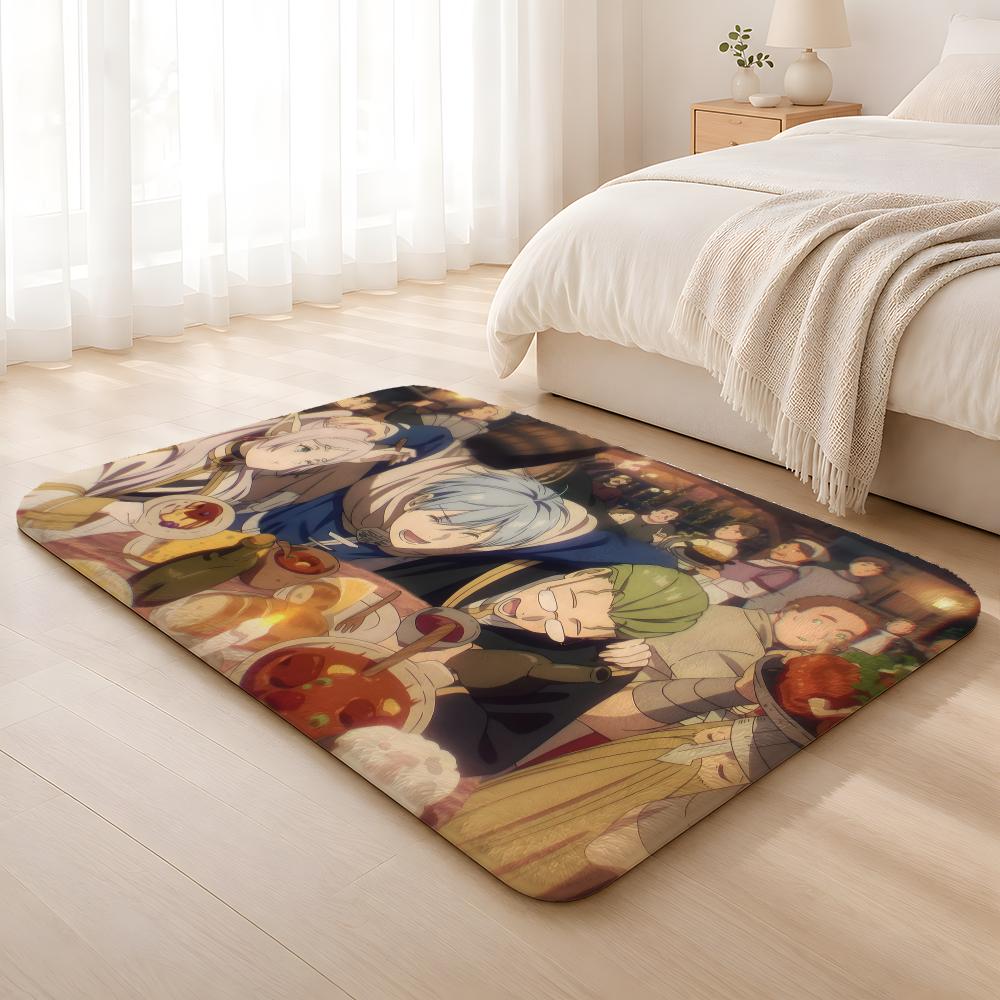 Anime F-Friend Cute Floor Mat Machine Washable Soft Flannel Area Rug, Non-Slip Absorbent Floor Mat for Living Room Bedroom