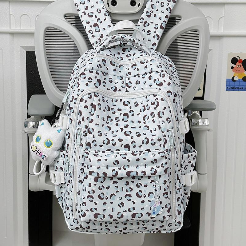 Schulrucksack Rucksack neuer Leopardenmuster Schulrucksack Amerikanischer College-Student Koreanische Version niedlich große Kapazität Nische Ins Rucksack