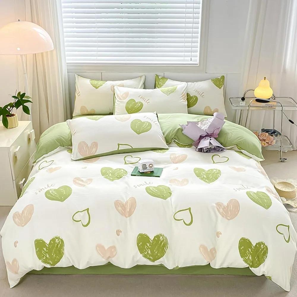 Romantic Heart Pattern Duvet Cover Pillowcase Bedding Set Adult Girl Boy Bedroom Decoration Gift Single Double Size