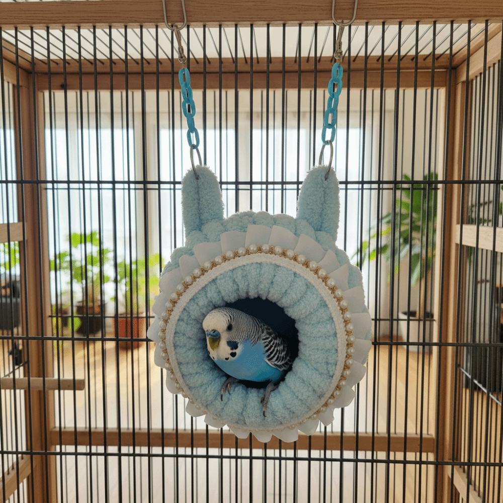 Vielseitige Verdickte Papageiennestschaukel Atmungsaktiv Gemütlich Papageiennesthaus Bonbonfarbe Warm Vogelkäfig Hängematte Herbst Winter