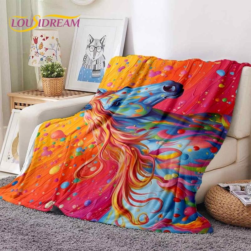 3D Cute Dream Unicorn Cartoon Girl  Soft Blankets,Keep Warm Throw Blanket Comfortable Blanket for Picnic Beds Sofa Home Bedroom