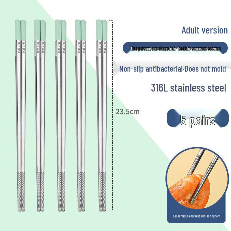 Xihe 316L Stainless Steel Non-Slip Chopsticks