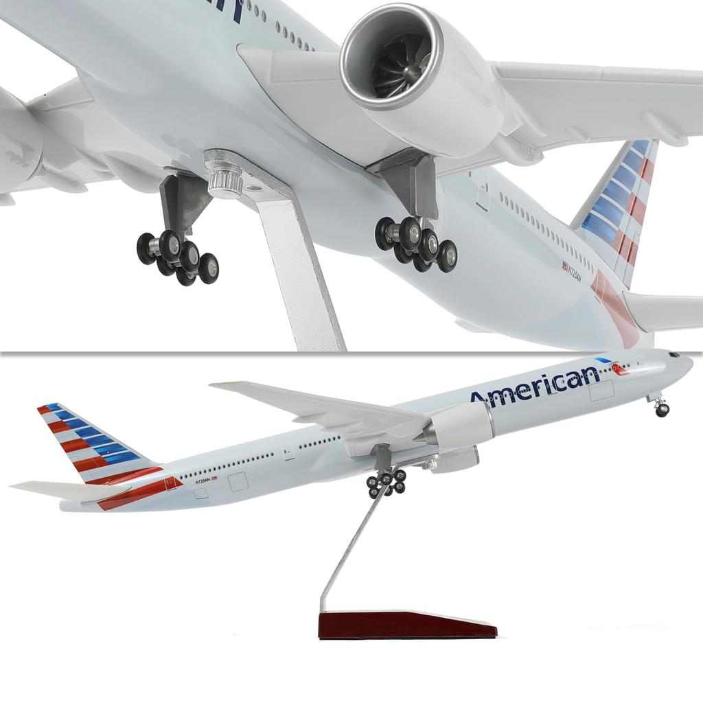 QIYUMOKE Scale Boeing AA Airlines Large Diecast Airplane Model Kit with Stand for Aircraft Model Gift for Aviation Enthusiasts 1/150 777-300ER