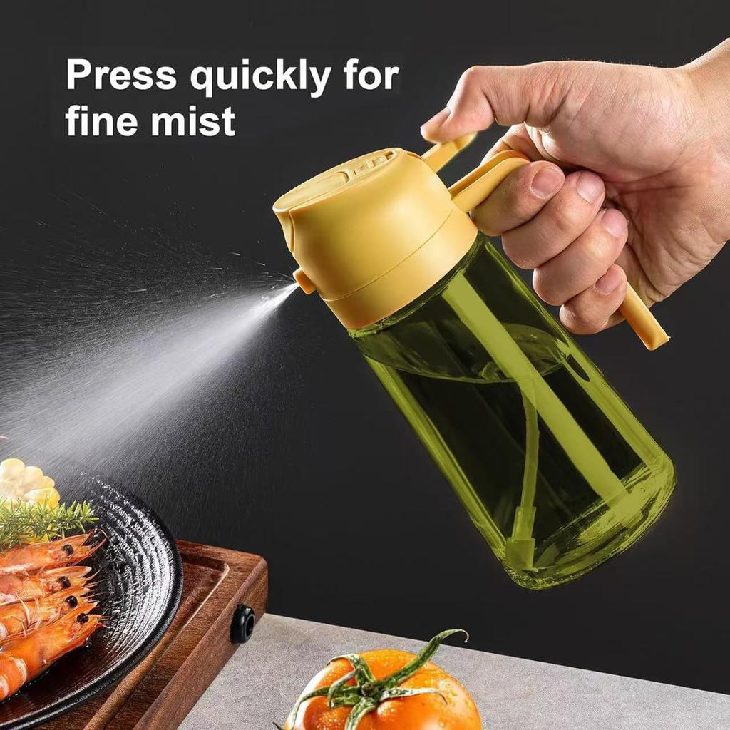 2-in-1 Glass Oil Dispenser & Sprayer - 16oz/470ml Leakproof Olive Oil Sprayer Bottle for Cooking, Air Fryer, BBQ, Baking, Salad