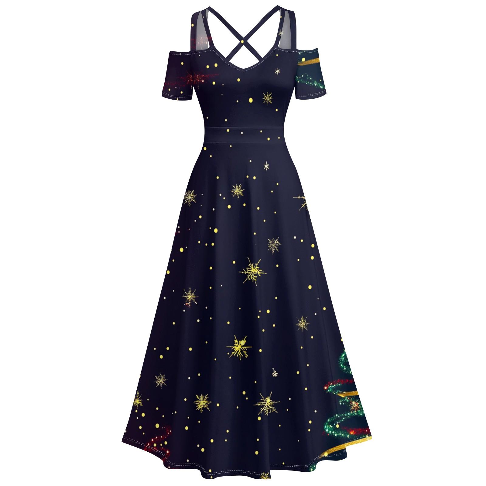 

Женское повседневное и модное платье с принтом, сексуальное, на подтяжках, ретро, большое платье-качели XXL тёмно-синий