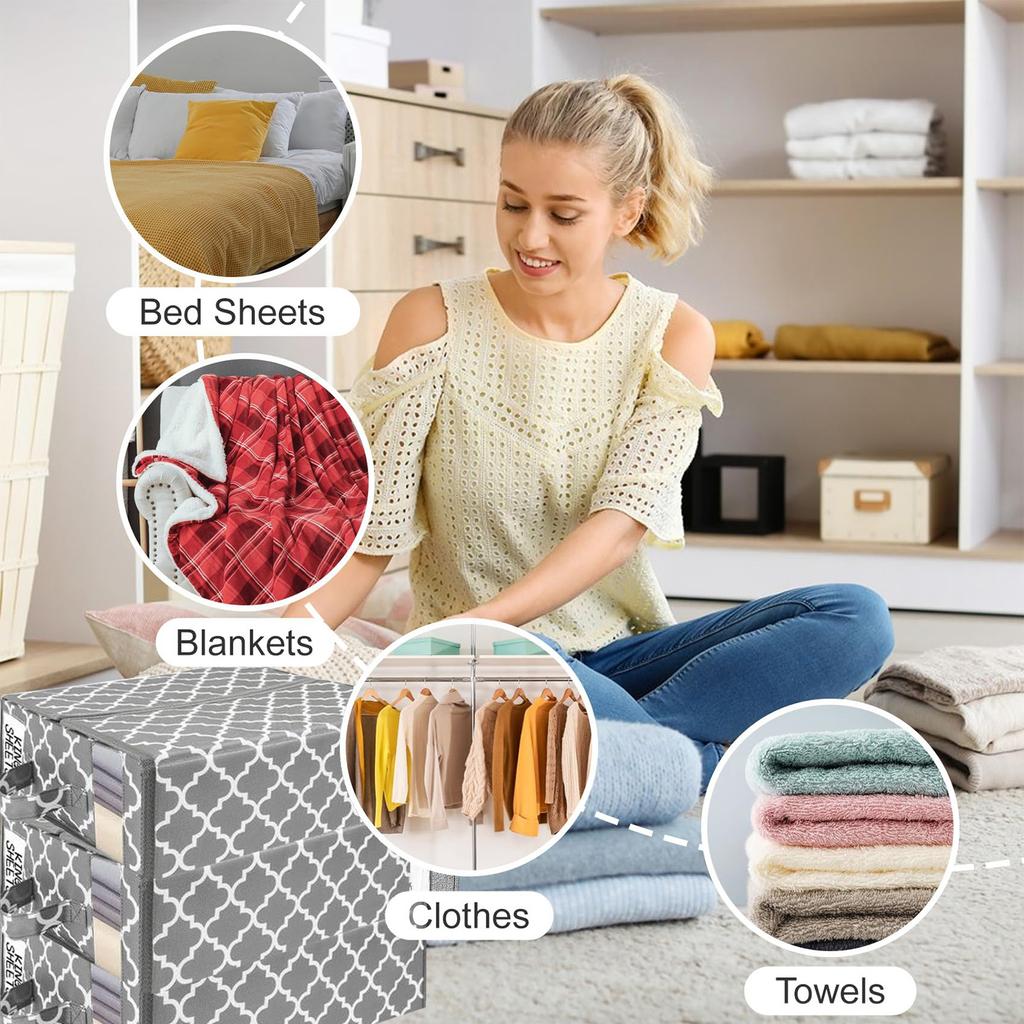 1PC Large Capacity Foldable Under Bed Storage Box, Dust-Proof Storage Box, Storage Box With Lid For Organizing Sheets, Blankets