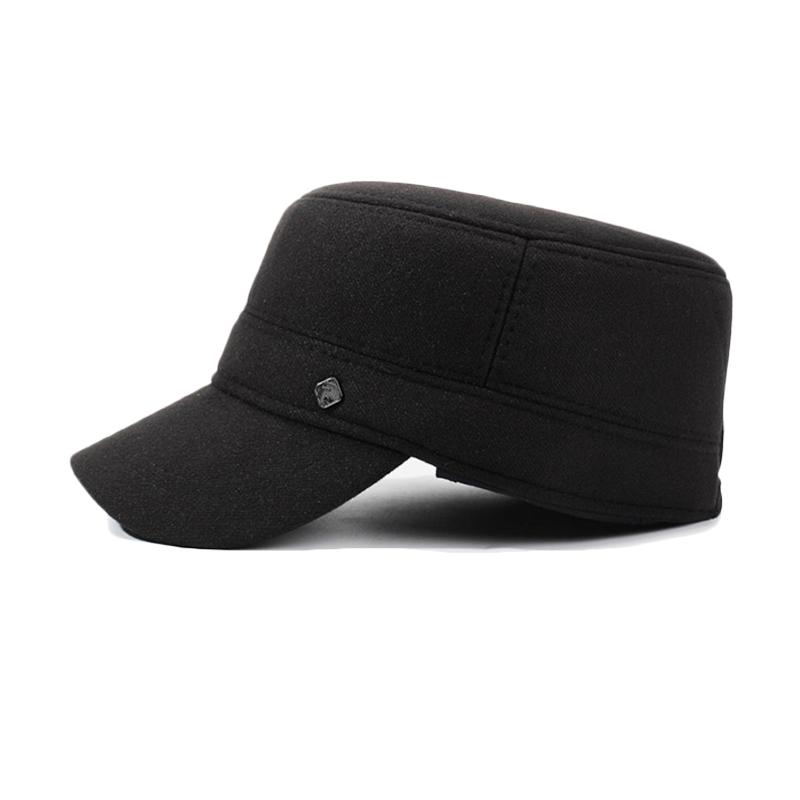 Winter Thick Cold-Proof Middle-Aged and Elderly Outdoor Flat Top Cotton Cap Men's Letter Label Ear Protection Warm Wool Duck Cap