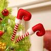 Weihnachts-Fuß-Picks Kleine Beine Baumspitze 3x Gestreifte Plüsch-Stoffbeine-Picks Für Weihnachtsbaum Party Heimdekorationen
