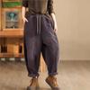 Woman Winter Vintage Elasticated Waist Loose Harem Pants Chinese Style Casual Vintage Style Pants