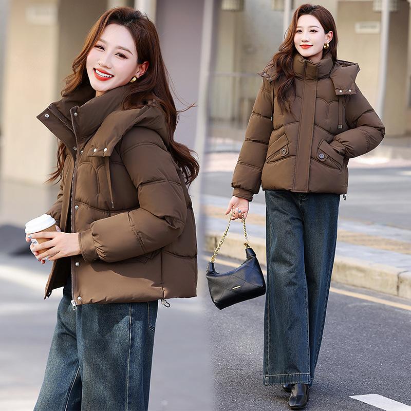 Damen neuer modischer vielseitiger Kapuzen-Kalt-Flauschig-Verdickter-Warmer-Lockerer-Hochwertiger-Stoffe-Freizeit-Sport-Baumwollmantel-Jacke