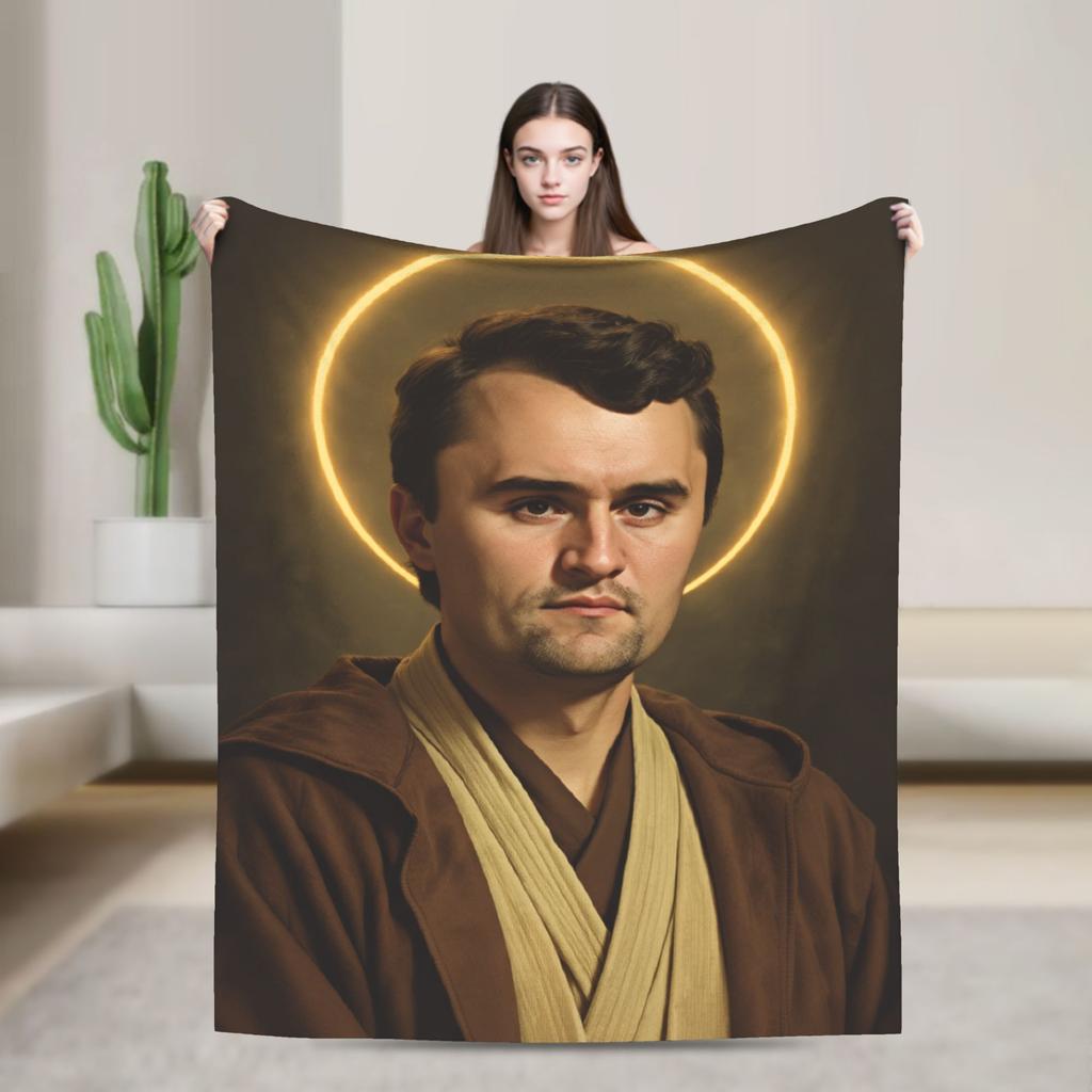 Charlie Kirk Angel Advocate Funny Flannel Blanket High Quality Material Unique Home Accent All Season Use Soft Comfortable Warm