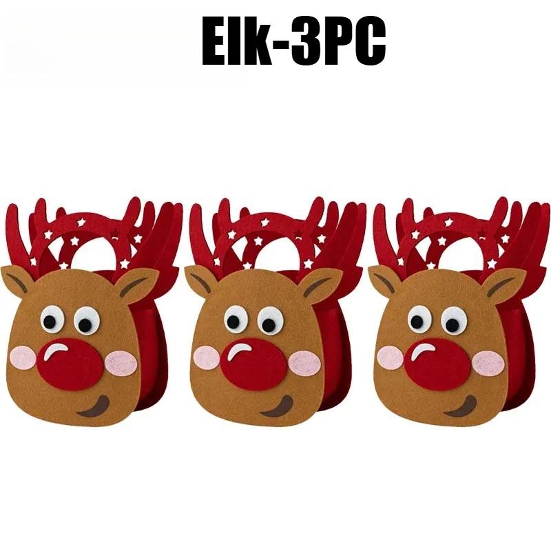 Reusable Felt Christmas Gift Pouch Holiday Treat Bag for Candy Apple Exchange Party Supplies Christmas Festive Favor