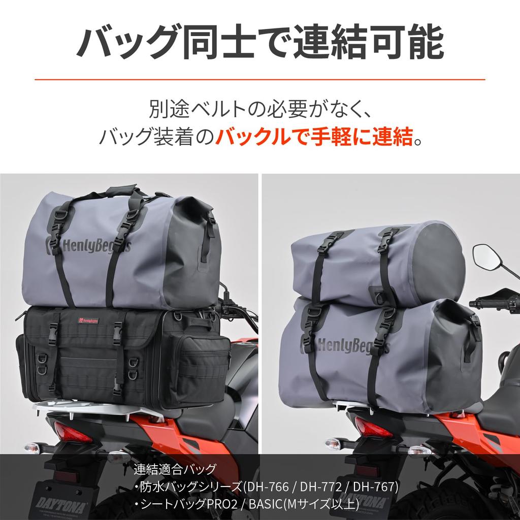 Henly Begins DH-767 Daytona Motorcycle Seat Bag, Waterproof, Gray