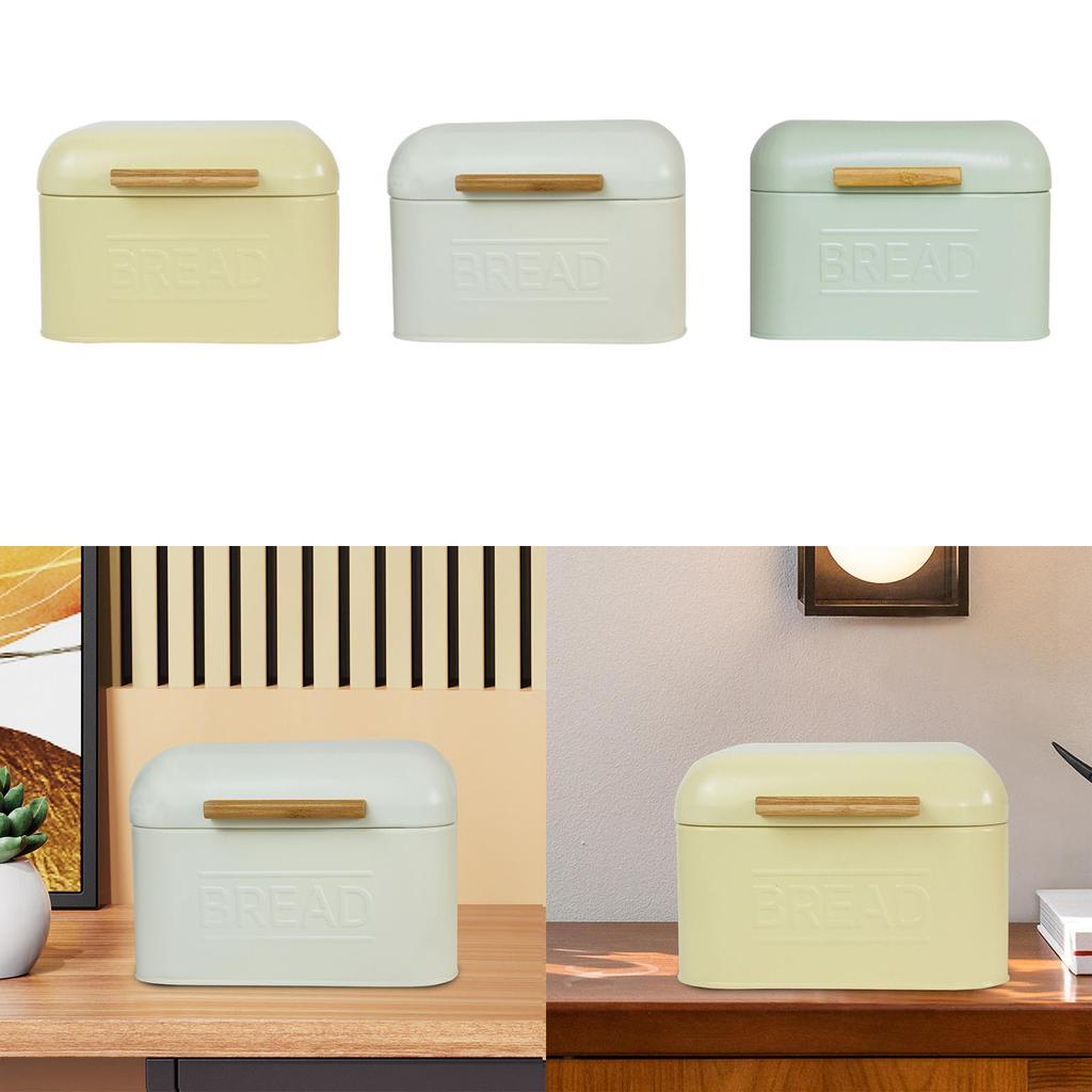 Farmhouse Iron Bread Box Bin Flip Top Storage Sundries Organizer for Countertop Home Coffee Shop