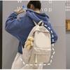 Solid Color Backpack Japanese Style Minimalist Lightweight Casual School Bag for Middle High School College Unisex