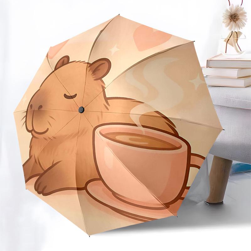 Capybara Themed Travel Umbrella-8 Ribs Automatic Opening and Closing, Portable Folding Design, Compact and Stylish Umbrella Suitable for Out
