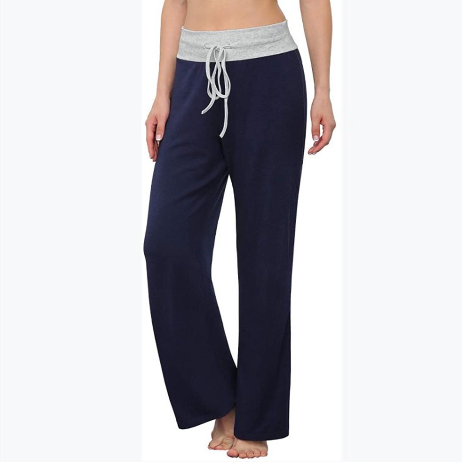 

Женские широкие брюки, повседневные эластичные брюки для йоги, брюки для сращивания XL тёмно-синий