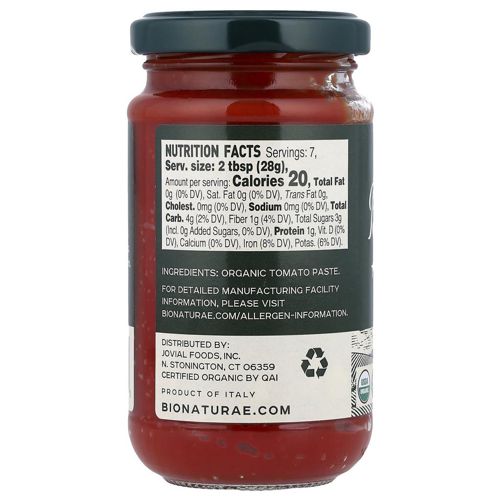 Bionaturae Organic Tomato Paste, 200g (7oz)