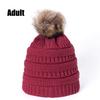 European and American autumn and winter plush wool hat European and American adult hairball warm knitted hat parent-child thickened hat