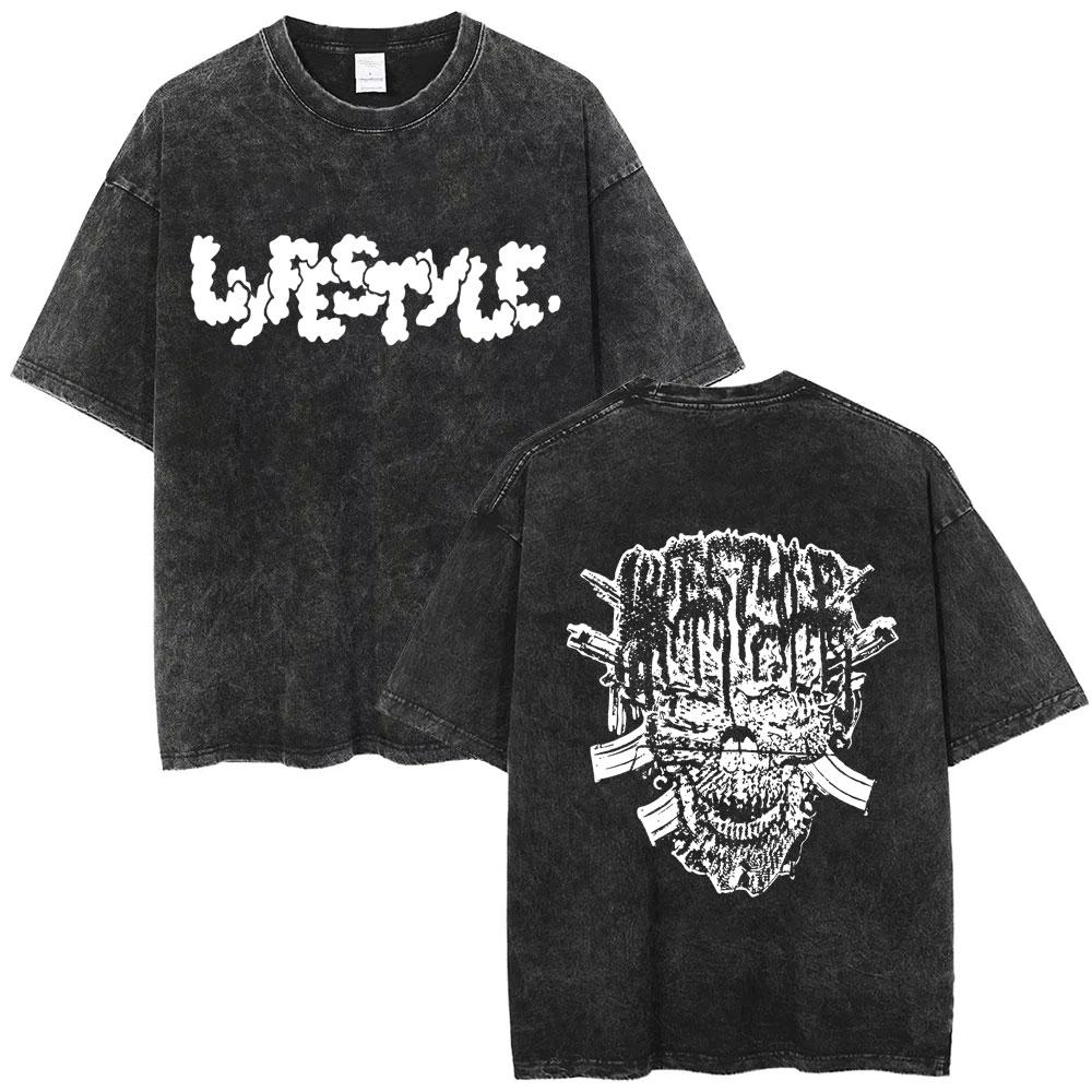 Washed Rapper Yeat Graphic T Shirts LYFESTYLE 2093 Merch T-shirt Hip Hop Fashion Vintage T Shirt Cotton Oversized Tees Unisex