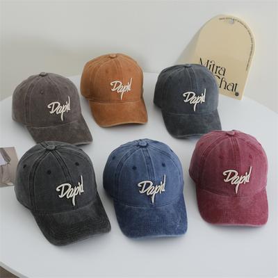 American Retro Old Baseball Hat Letter Embroidery Versatile Washing Soft Top Baseball Hat Women Show Small Face
