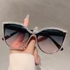 Rhinestone Shine Design Sunglasses Fashion Cat Eye Women Grey Sun Glasses Trendy Decoration Shades for Party